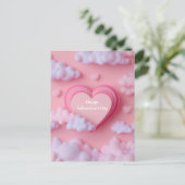 Pink Heart Papercut Valentine`s Day Card  ポストカード (スタンド正面)