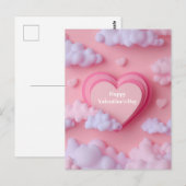 Pink Heart Papercut Valentine`s Day Card  ポストカード (正面/裏面)