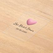 Pink heart pastel retro bridal shower date boho te アクリル招待状 (レイダウン)