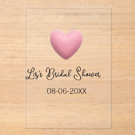 Pink heart pastel retro bridal shower date boho te アクリル招待状