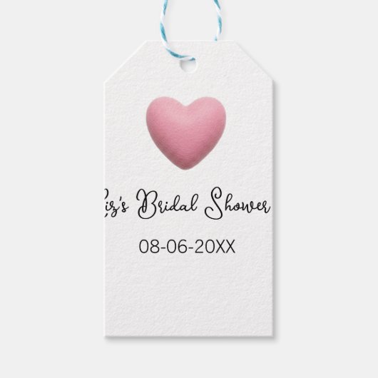 Pink heart pastel retro bridal shower date boho te ギフトタグ (正面)