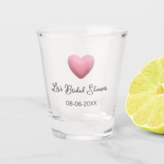 Pink heart pastel retro bridal shower date boho te ショットグラス (正面)