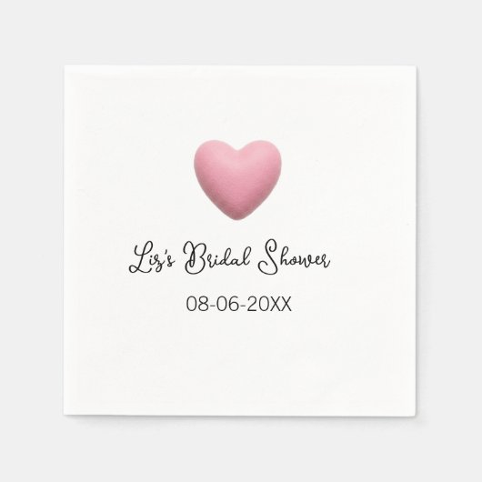 Pink heart pastel retro bridal shower date boho te スタンダードカクテルナプキン (正面)