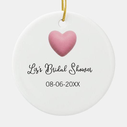 Pink heart pastel retro bridal shower date boho te セラミックオーナメント (正面)