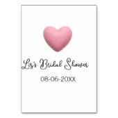 Pink heart pastel retro bridal shower date boho te テーブルナンバー (裏面)