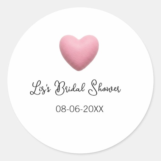 Pink heart pastel retro bridal shower date boho te ラウンドシール (正面)
