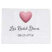 Pink heart pastel retro bridal shower date boho te ラージペーパーバッグ (裏面)