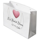 Pink heart pastel retro bridal shower date boho te ラージペーパーバッグ (裏面アングル)