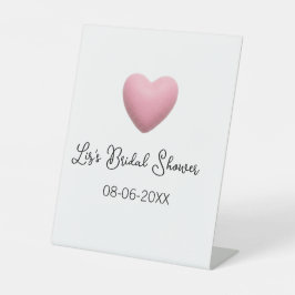 Pink heart pastel retro bridal shower date boho te 台座サイン