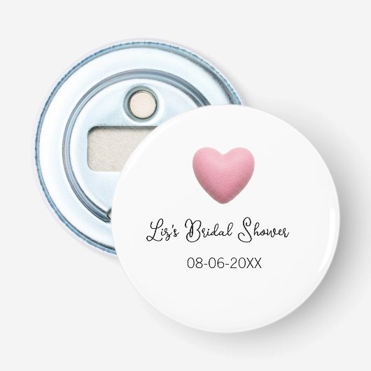 Pink heart pastel retro bridal shower date boho te 栓抜き (正面)