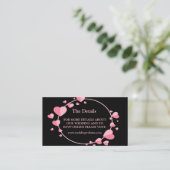 Pink Heart Pattern Black Geometric Wedding Detail エンクロージャーカード (スタンド正面)
