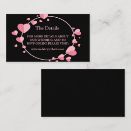 Pink Heart Pattern Black Geometric Wedding Detail エンクロージャーカード