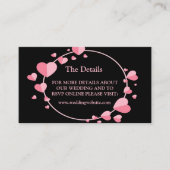 Pink Heart Pattern Black Geometric Wedding Detail エンクロージャーカード (正面)
