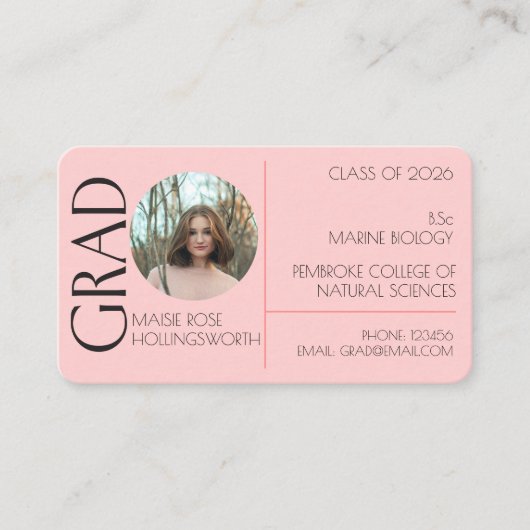 Pink heart pattern Business Card 名刺 (正面)