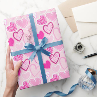 Pink Heart Pattern Cute Romantic  ラッピングペーパー