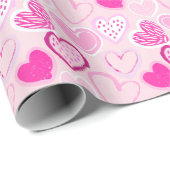 Pink Heart Pattern Cute Romantic  ラッピングペーパー (ロールコーナー)