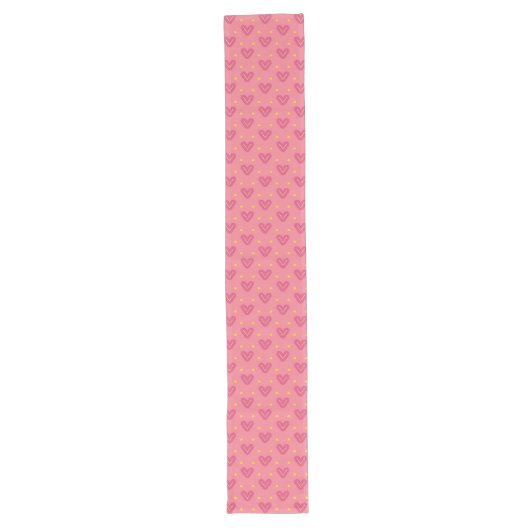 Pink Heart Pattern Table Runner ロングテーブルランナー (正面)