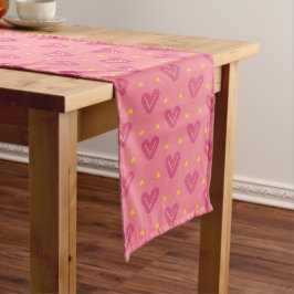 Pink Heart Pattern Table Runner ロングテーブルランナー