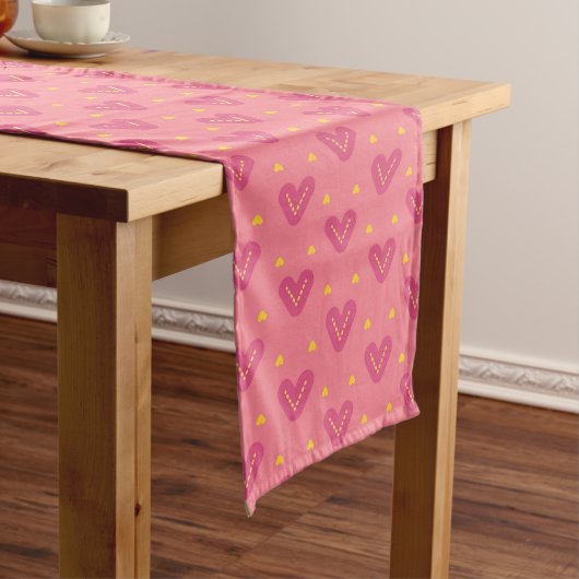 Pink Heart Pattern Table Runner ロングテーブルランナー (インサイチュ)