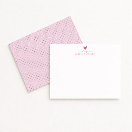 Pink Heart Polka Dot Valentine’s Day Note Card 招待状