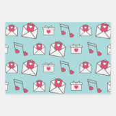 Pink Heart Postcard Pastel ラッピングペーパーシート (正面)