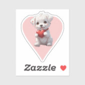 pink heart puppy シール (シート)