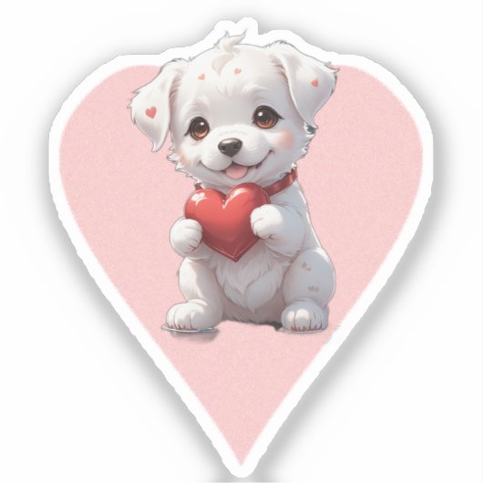 pink heart puppy シール (正面)