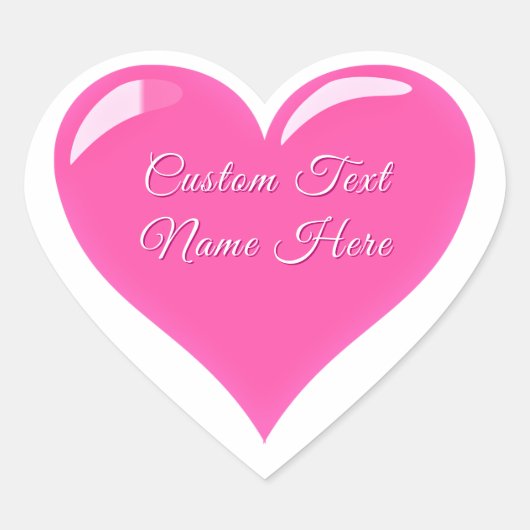 Pink Heart Stickers Personalized Text Love Gifts ハートシール (正面)