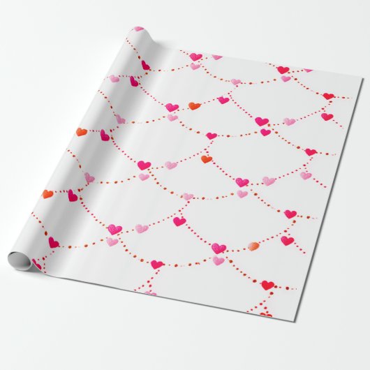 Pink Heart String Wrapping Paper | Valentine |Baby ラッピングペーパー (アンロールド)