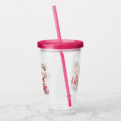 Pink Heart Teddy Bear Tumbler Illustration  アクリルタンブラー (左)