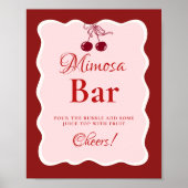 Pink Heart Valentine Bachelorette Mimosa Bar  Sign ポスター (正面)