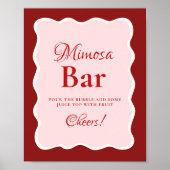 Pink Heart Valentine Bachelorette Mimosa Bar  Sign ポスター (正面)
