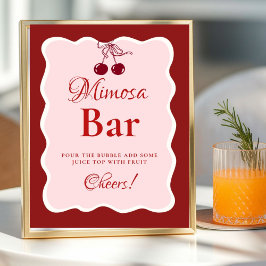 Pink Heart Valentine Bachelorette Mimosa Bar  Sign ポスター