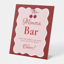 Pink Heart Valentine Bachelorette Mimosa Bar  Sign 台座サイン