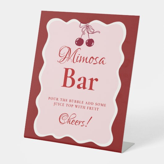 Pink Heart Valentine Bachelorette Mimosa Bar  Sign 台座サイン (正面)