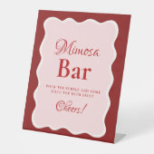 Pink Heart Valentine Bachelorette Mimosa Bar  Sign 台座サイン (正面)