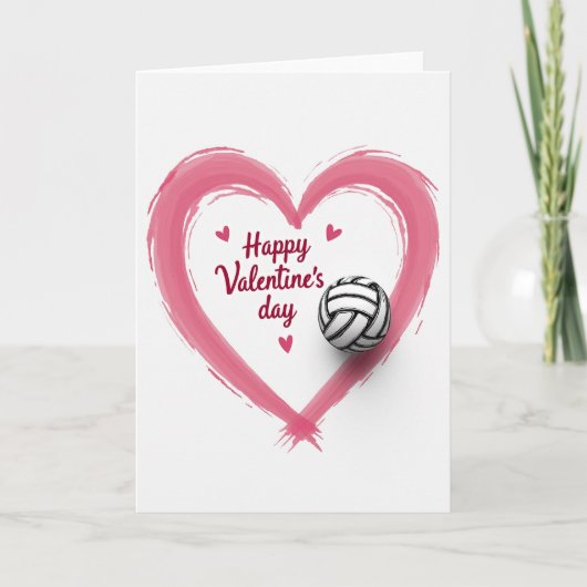Pink Heart Volleyball Love Card カード (正面)