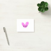 Pink heart wedding couple name letter monogram rom ポストイット (オフィス)