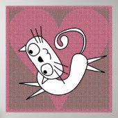 Pink Heart White Kitty Print ポスター (正面)