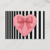 Pink heart with bow black&white striped background エンクロージャーカード (正面)