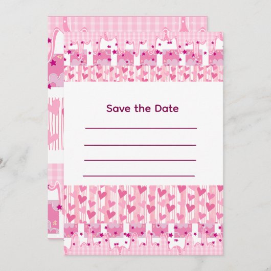 Pink Hearts 招待状 (正面/裏面)