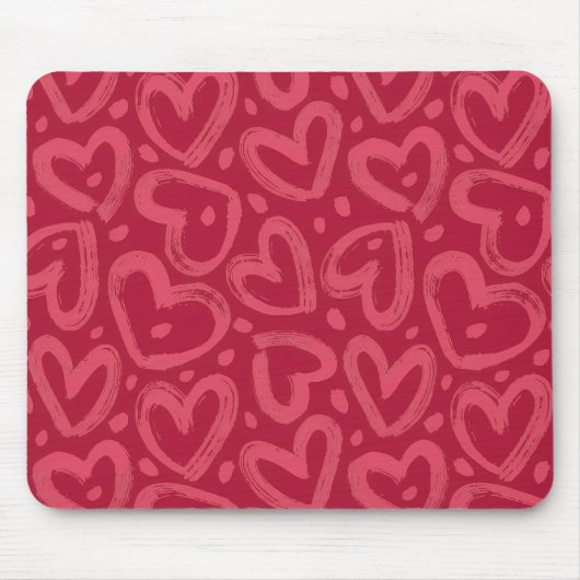 Pink Hearts Aesthetic Mouse Pad マウスパッド (正面)