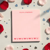 Pink Hearts and Bows Valentines Day Personalized  ノートパッド
