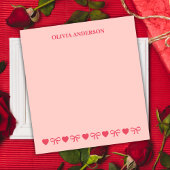 Pink Hearts and Bows Valentines Day Personalized  ノートパッド