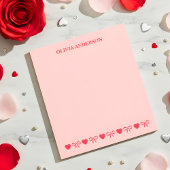 Pink Hearts and Bows Valentines Day Personalized  ノートパッド