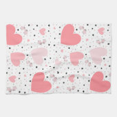 Pink hearts and piggy キッチンタオル (横)
