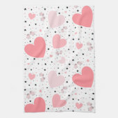 Pink hearts and piggy キッチンタオル (縦)