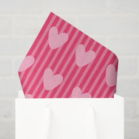 Pink Hearts and Stripes Valentine Pattern 薄葉紙 (ギフトバッグ)