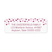 Pink Hearts Border Return Address ラベル (正面)