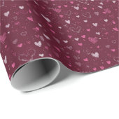 Pink Hearts Burgundy paperGift ,Valentines Day  ラッピングペーパー (ロールコーナー)